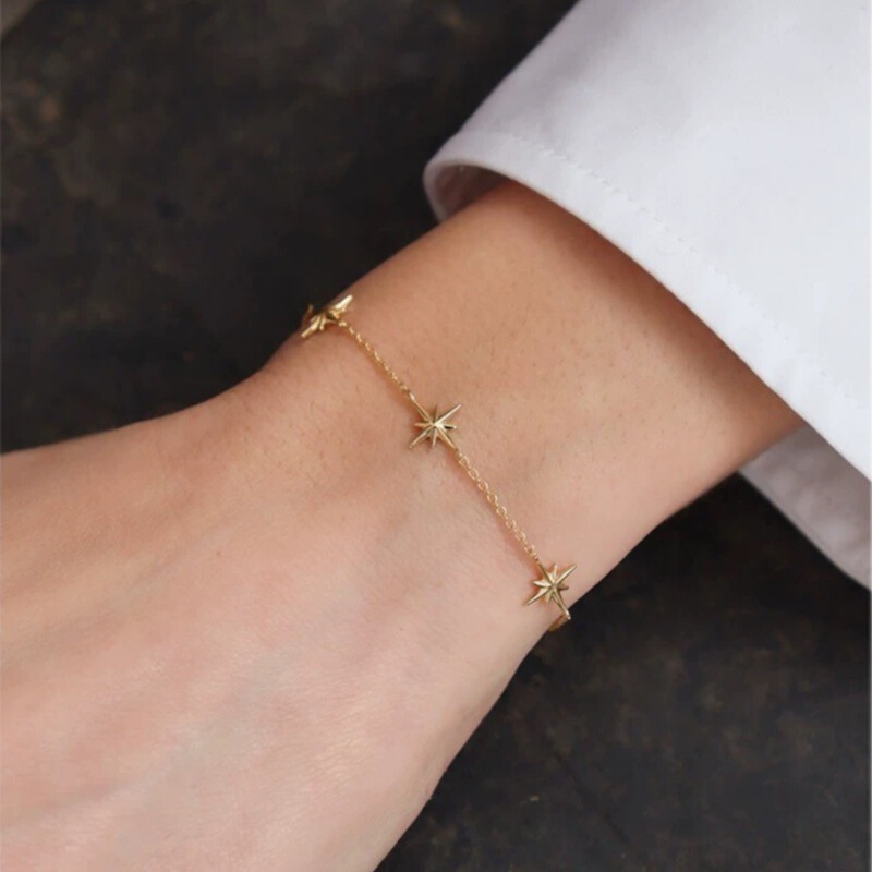 S925 Sterling Silver Plated 14K Gold Six-point Star Bracelet Women's Light Luxury Niche Design 2025 New Style High-end Ins Style