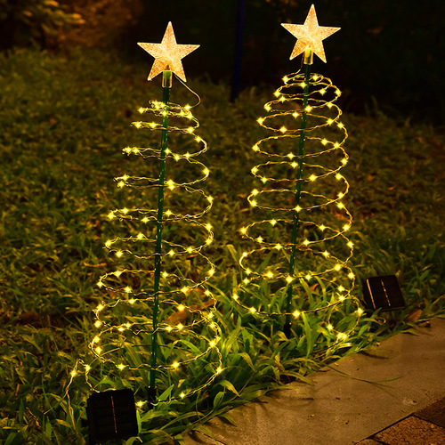 New solar iron Christmas tree lights led outdoor waterproof courtyard garden festive atmosphere decorative lawn lights