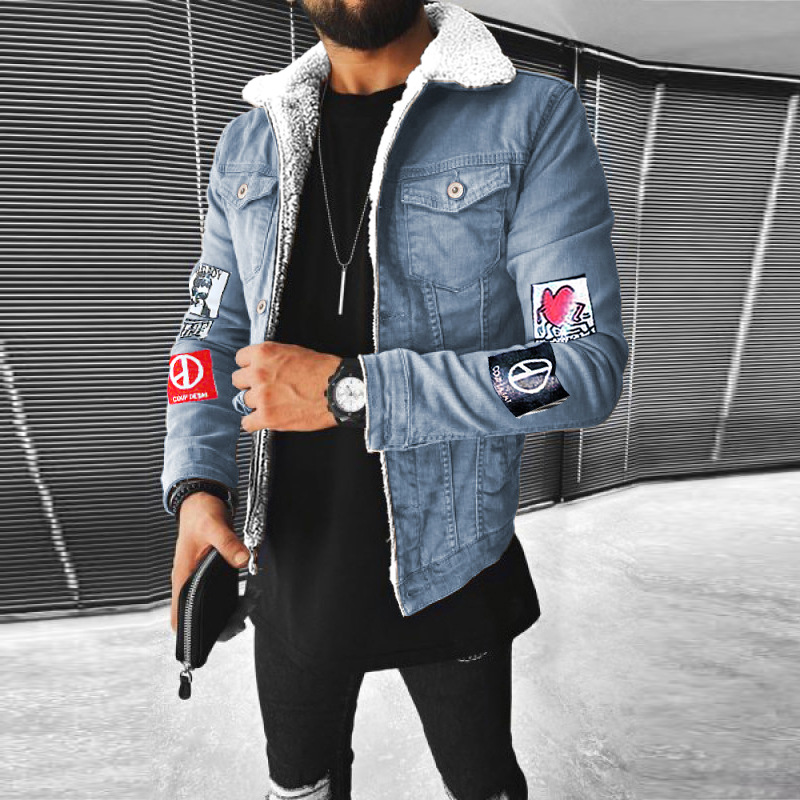 Men's Thickened Denim Jacket With Plush Lining For Winter_voghion.com