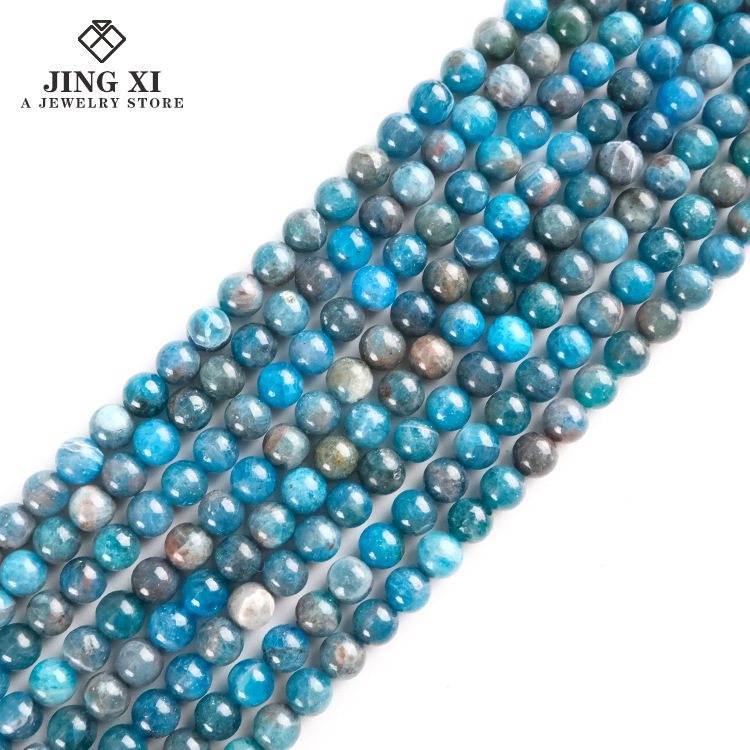 天然蓝磷辉石圆珠6~10mm长串半成品光面散珠diy手串项链饰品批发