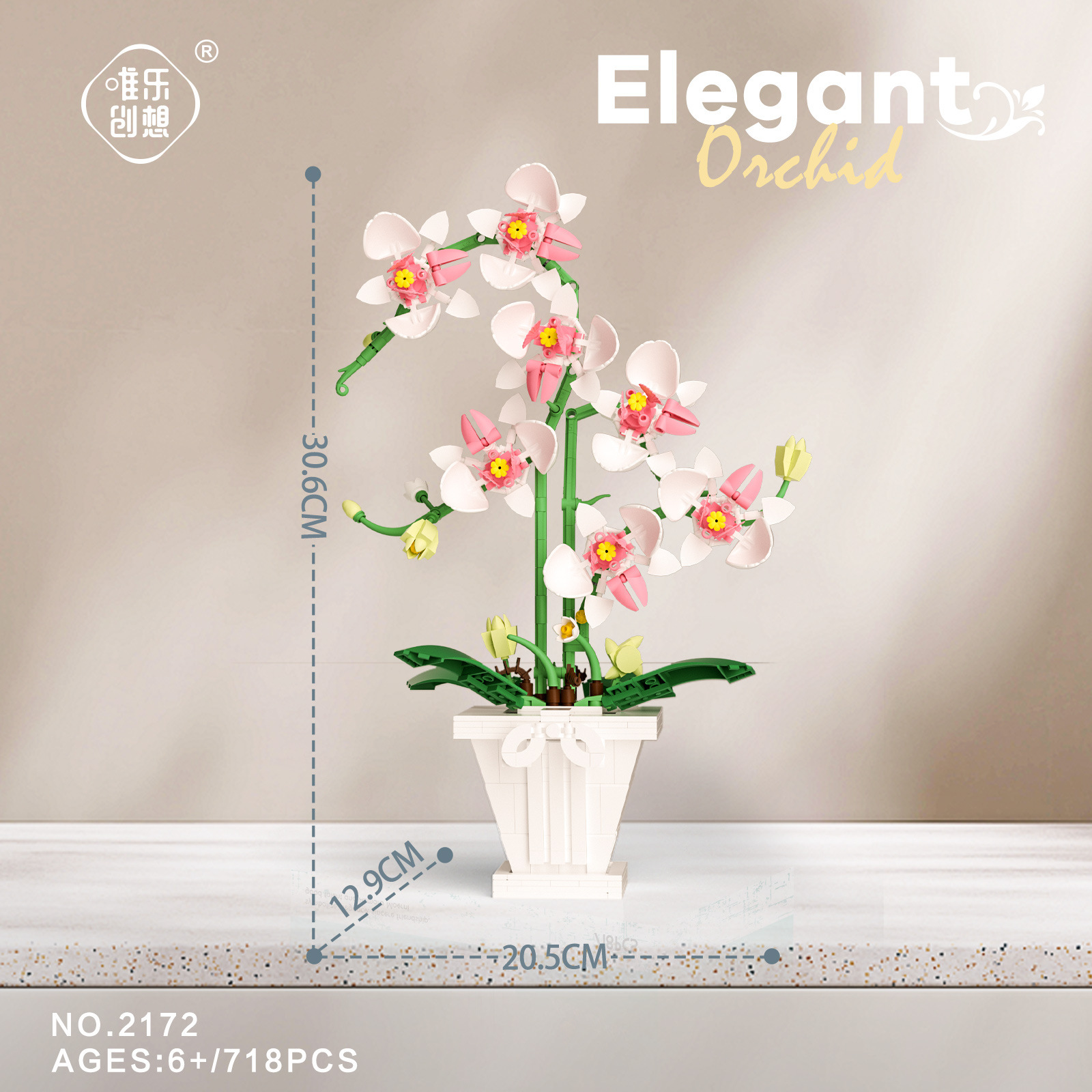 2172 - 73 orquídeas flores en maceta festivales ensamblaje de bloques de escritorio juguetes de decoración transfronterizos explosivos