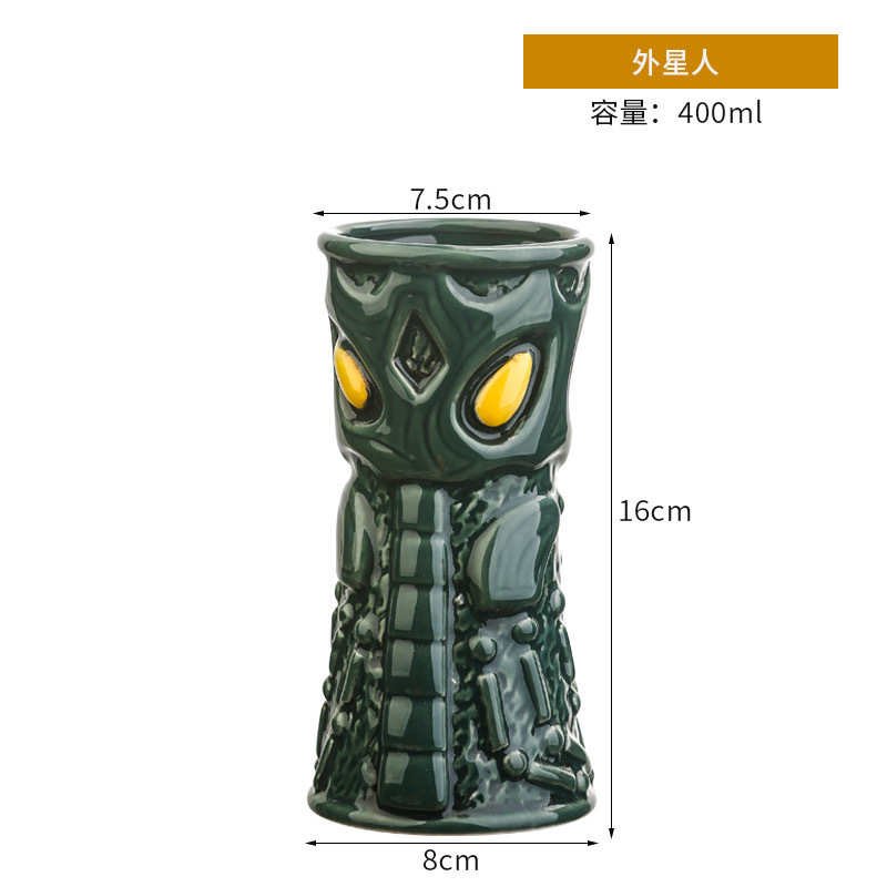 Taza de cóctel hawaiana taza de cerámica creativa taza de tic-tac - toe taza de cara de totem taza de macaco taza zombie taza de papagaio taza