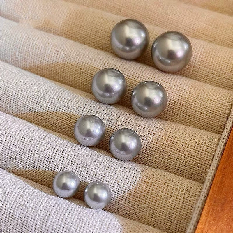 Silver-gray earrings from pearl, silver 999 sample