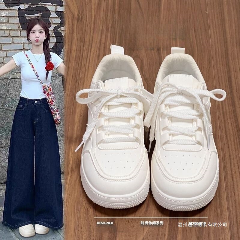 Ju Jingyi's Same Style White Sneakers for Women, 2025 New Model, High-Appearance Value, Versatile Thick-Soled Casual Sneakers for Students Ju Jingyi's Same Style White Sneakers for Women, 2025 New Model, High-Appearance Value, Versatile Thick-Soled Casual Sneakers for Students