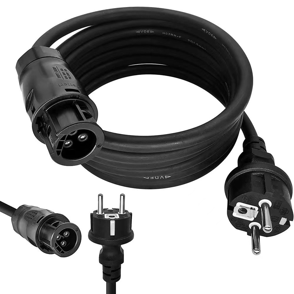 欧规橡胶电源线太阳能光伏微型逆变器BC01/M25公母接头欧规延长线