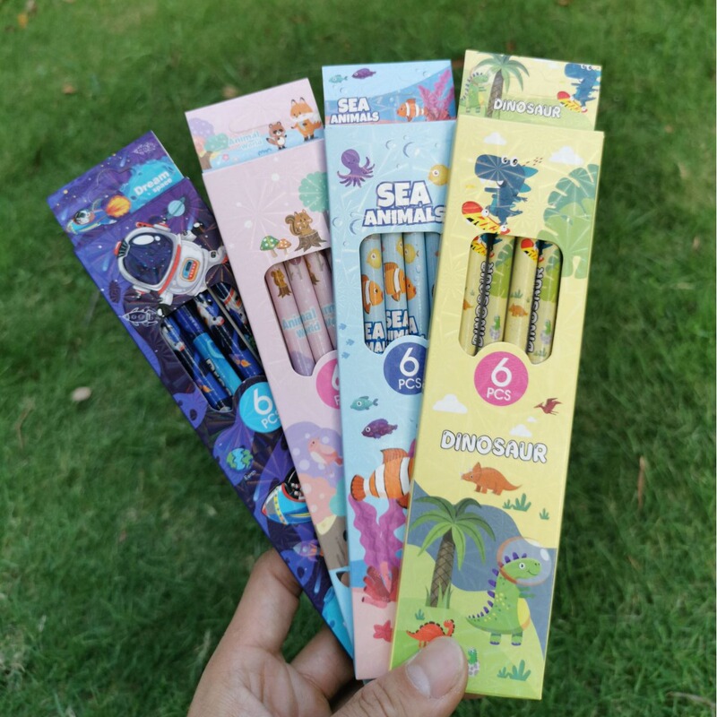 Children's Wooden Pencils, 6-Pack, Hbyoyo804, Boxed Writing Leads, Kindergarten Stationery, Small Gifts for the Whole Class
