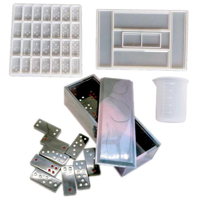 Pai Gow Glue Dropping Set diy Crystal Glue Dropping Domino Box Storage Silicone Mold Resin Amazon