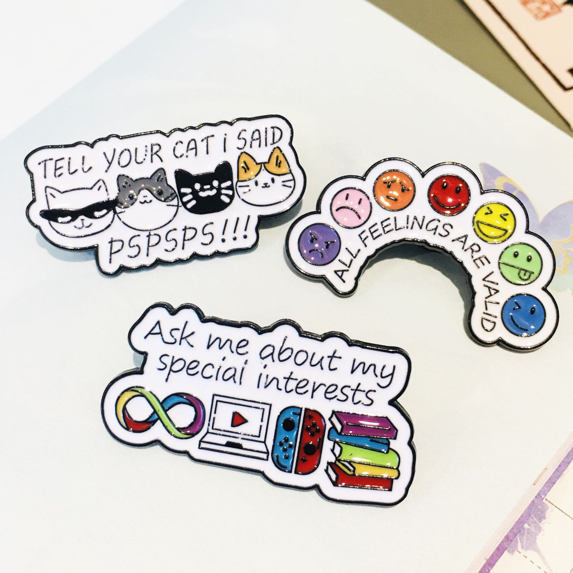 Cute Modern Style Pin Letter Cat  Face Zinc Alloy Enamel Unisex Brooches display picture 5