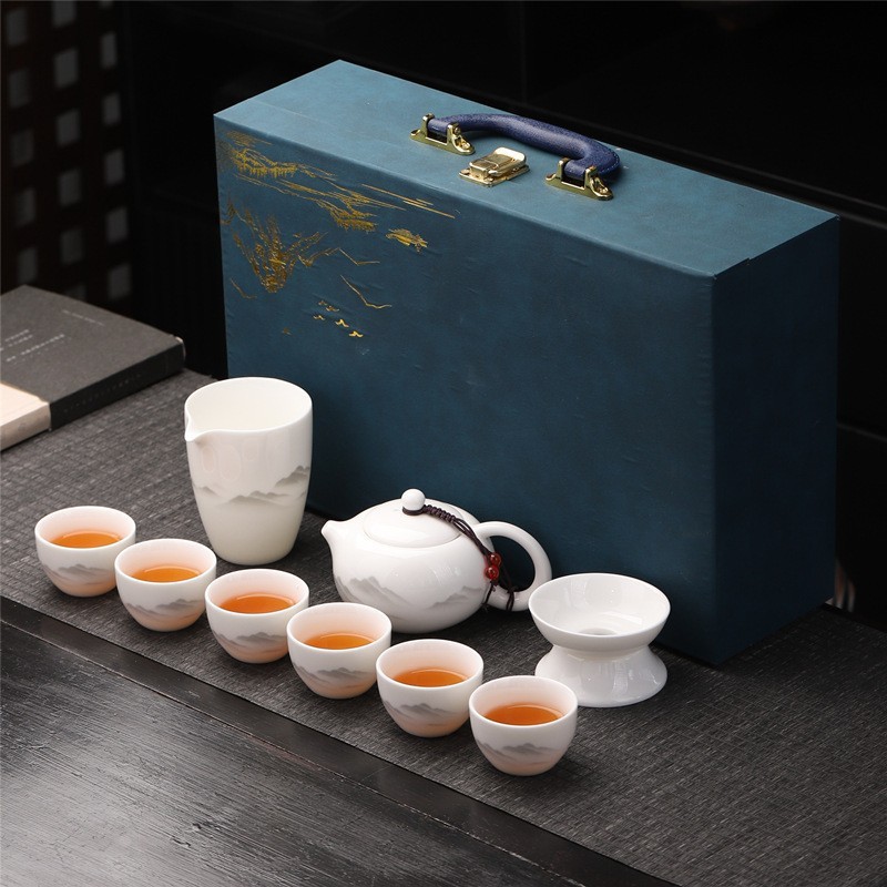 茶具套装家用2025新款轻奢高档陶瓷泡茶壶羊脂玉悬停盖碗功夫茶杯|undefined