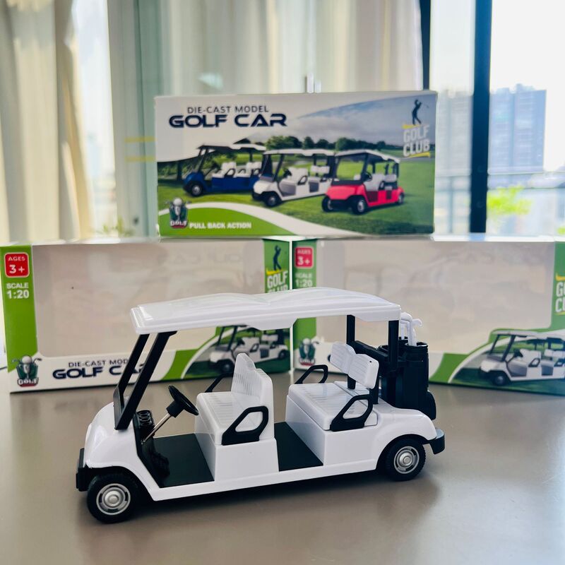 Cross-Border Children's Alloy Pull-Back Car Model Extended Version Golf Cart Toy Model Ornaments Set Wholesale