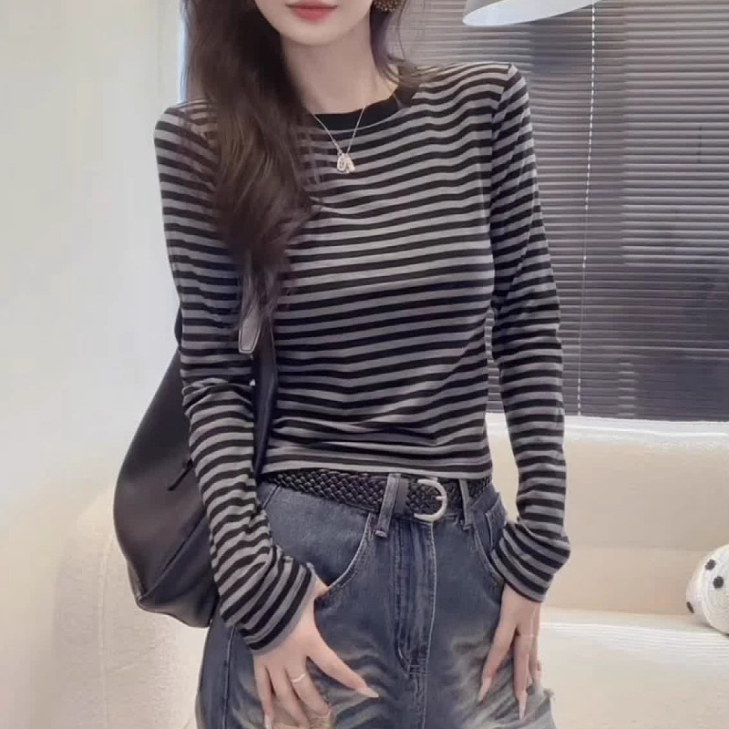 210g Tencel Inner Layer Long-Sleeve T-Shirt for Women, Autumn Versatile Slim-Fit Regular Shoulder Top, Cross-Border Supply