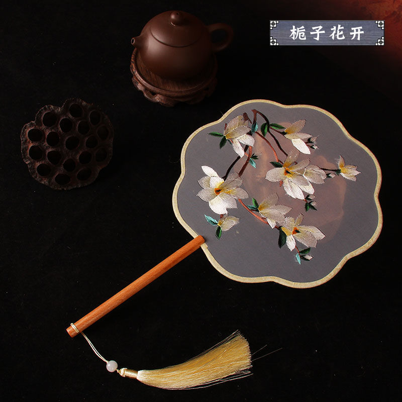 刺绣扇子宫团扇双面古典汉服舞蹈旗袍动漫配饰宫廷真丝少女心圆形