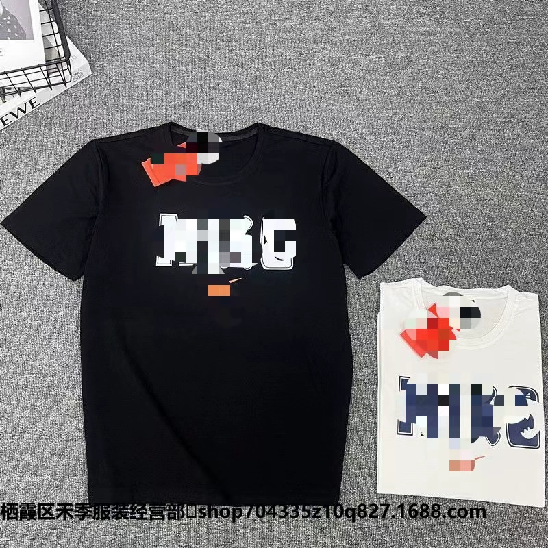 Новая летняя мужская и женская дышащая свободная универсальная повседневная спортивная футболка из чистого хлопка с короткими рукавами и круглым вырезом, классическая спортивная футболка с буквенным принтом