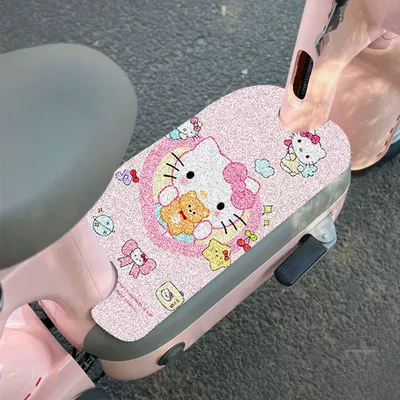 Electric car wire ring foot pad waterproof anti-slip pad mud scraping dust removal good care pad free cutting universal foot pad (Electric vehicle foot mat) - pink-love-kt-cat-2540cm-silk-circle-default-rectangle-needs-to-be-cut-by-yourself
