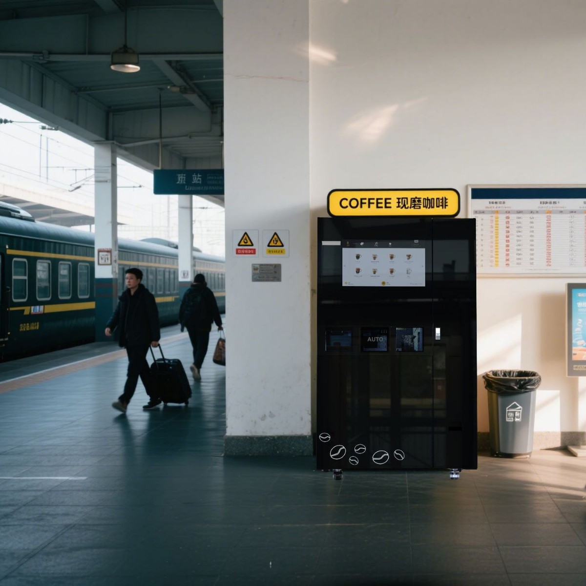 Máquina de café de autoservicio no tripulada de tipo gabinete con operación y mantenimiento mínimos de 300 tazas de capacidad de sistema de operación independiente y fabricación automática de café helado
