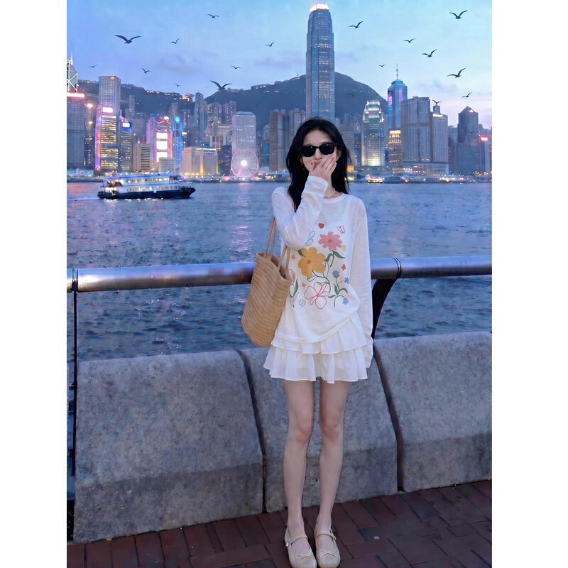 170g snowflake fabric, 35% Lyocell, 35% cotton, 30% polyester】Summer semi-transparent thin sun-protective long-sleeve top t-shirt for women 170g snowflake fabric, 35% Lyocell, 35% cotton, 30% polyester】Summer semi-transparent thin sun-protective long-sleeve top t-shirt for women