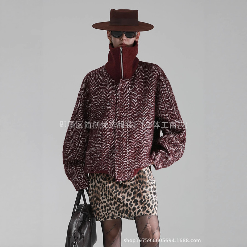 2025 New Autumn and Winter American Retro High-End Wool Outwear Women's Versatile Niche Loose Casual Jacket