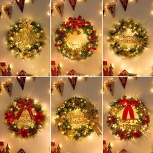 圣诞节装饰品花环门挂花圈场景布置圣诞树圈挂饰挂件门饰吊饰创意