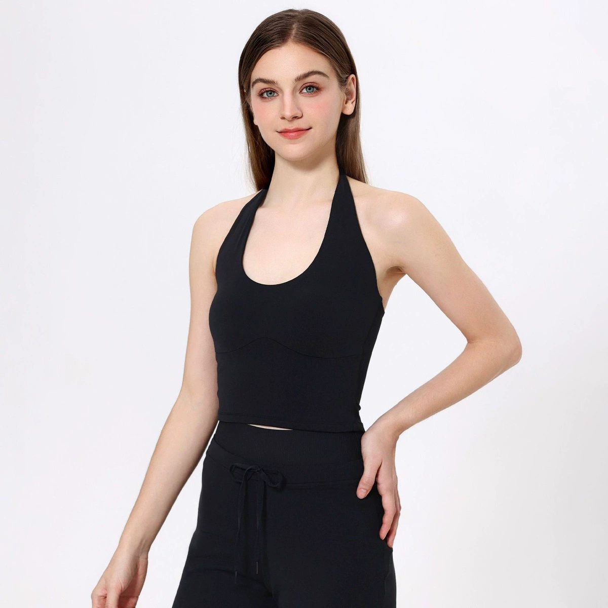 Топ для йоги женский slim с чашками — короткая спортивная футболка S–XL