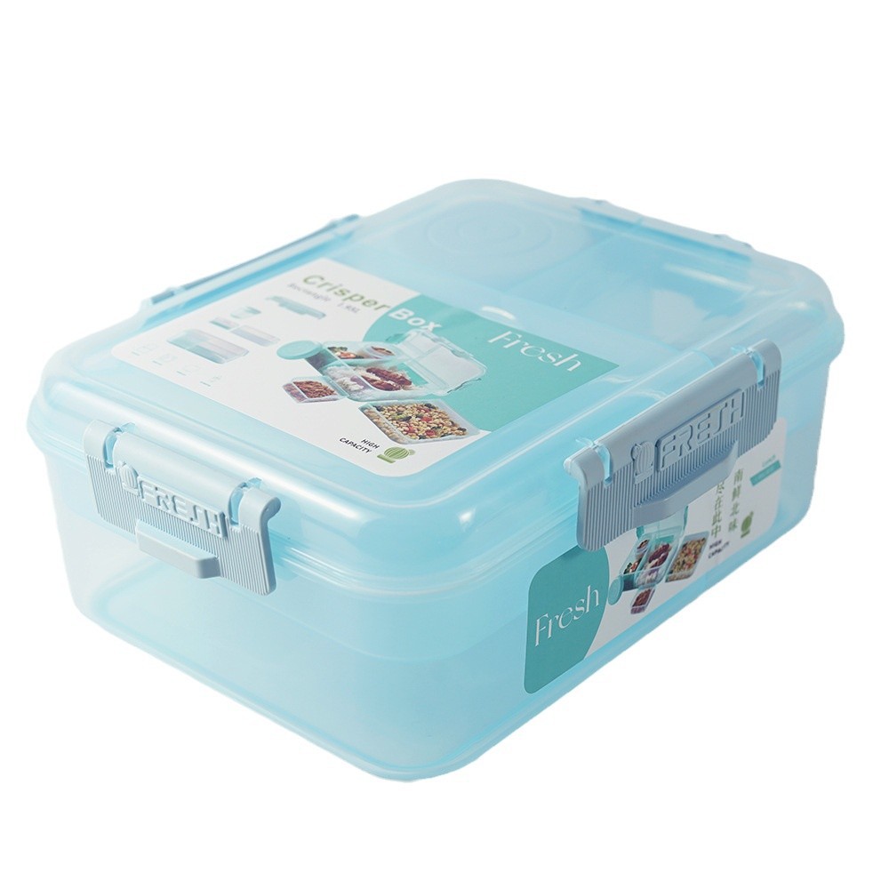 Caja de almuerzo de plástico de gran capacidad 1.9L desmontable caja de almuerzo simple portátil multifuncional caja de almacenamiento de refrigerador fresco