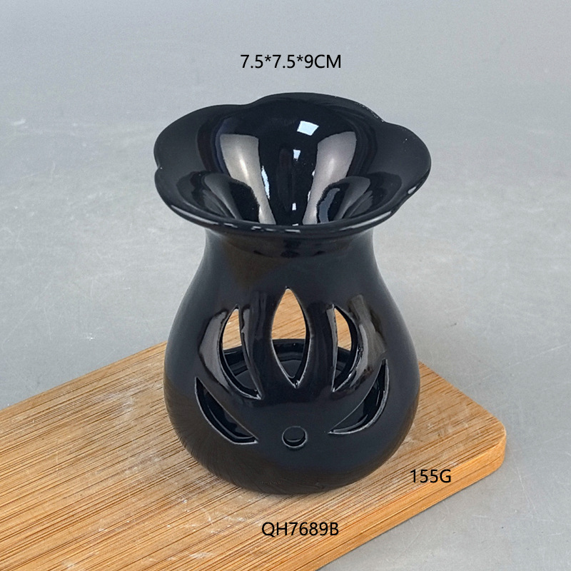 Lámpara de incienso de cerámica quemada en seco, lámpara de aceite esencial, horno de incienso de flores de cerámica, dormitorio, sala de estar, humidificador de fragancia