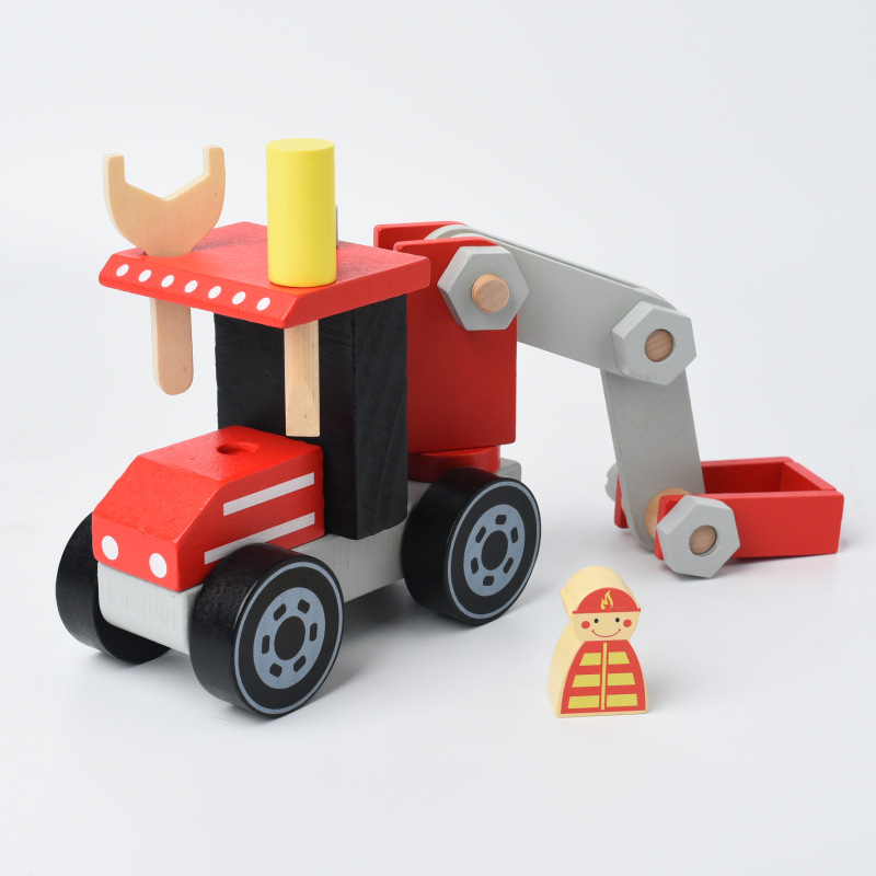 Simulación de madera para niños montaje coche bulldozer mantenimiento coche camión de bomberos Educativo Educación Temprana jardín de infantes jugar casa Juguetes