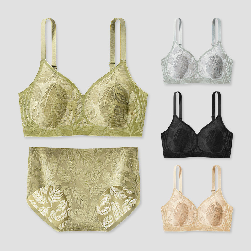 Live Explosions Jelly Strip Soft Support Lace Underwear Set Breathable Skin-Fit Graphene Crotch Gather Large Size Underwear