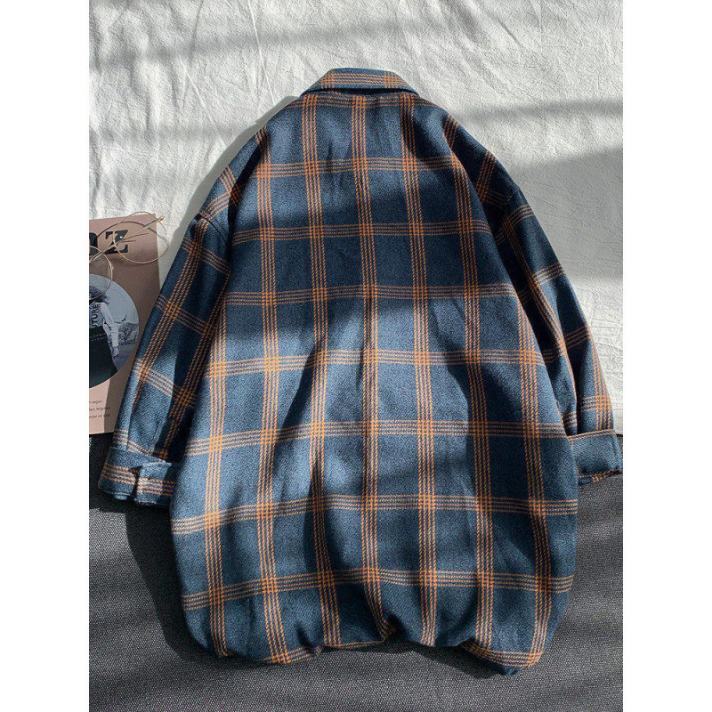 Camisas a cuadros de mangas largas para hombres 2024 nuevo verano suelto puerto chaqueta de moda pareja camisa de estudiante chaqueta
