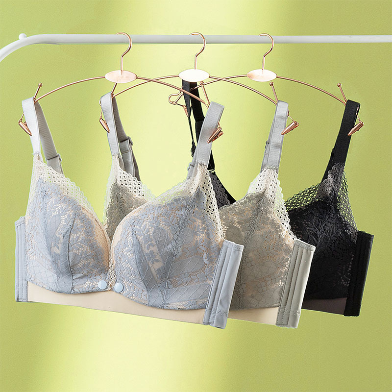 夏季新品寶媽透氣孕婦內衣女蕾絲前扣哺乳文胸聚攏餵奶懷孕期胸罩