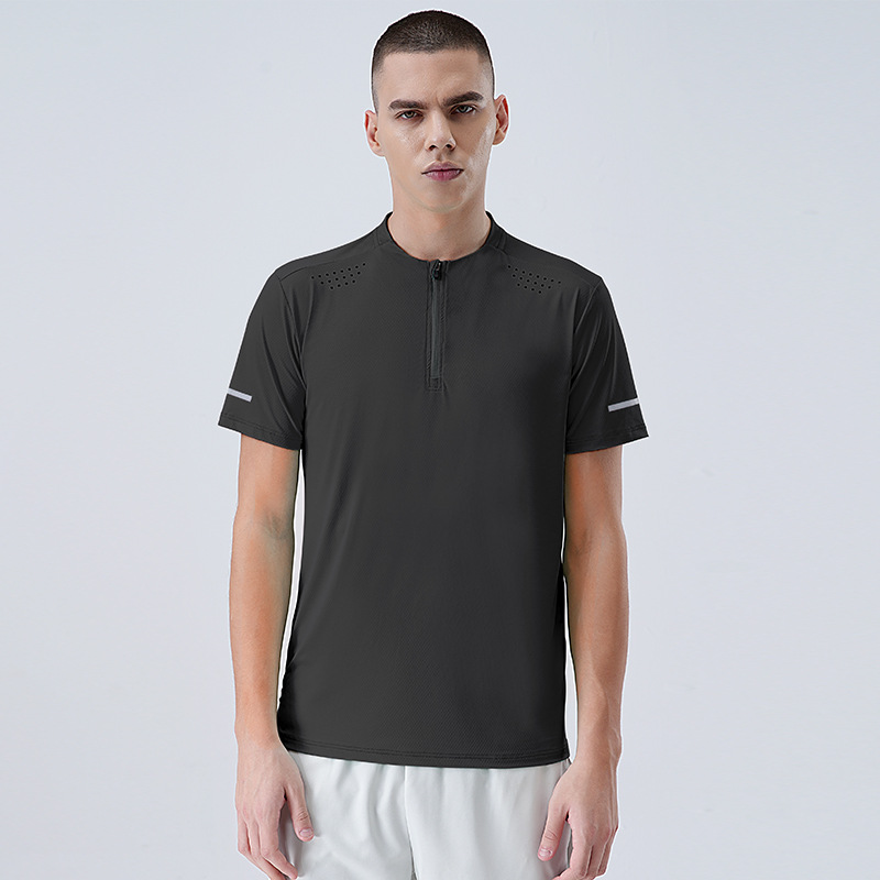 Deportivo delgado acondicionamiento físico hielo veloz ropa seca hombre verano maratón transpirable agujero transpiración camiseta de cuello redondo