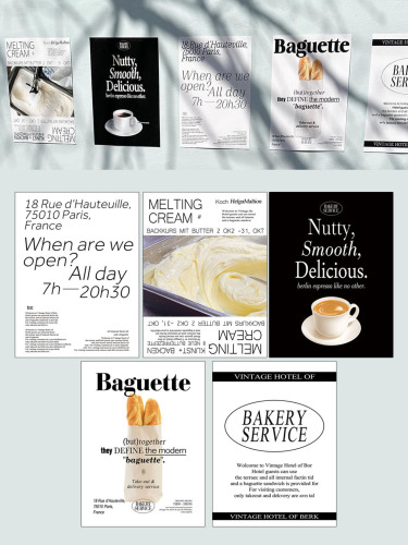 Korean influencer cafe bread art poster wall sticker decorative painting set for Instagram influencer blogger photo props