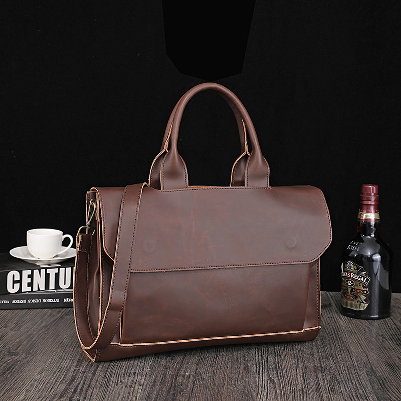 Handbags for Men 2024 New Arrivals Large-capacity Classic Retro Men’s Shoulder Bag High-quality Leather Crossbody Bag Business Computer Briefcase._voghion.com