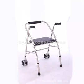 厂家销售带轮带座助行器不锈钢轮椅助行器老年人拐杖助行器图片