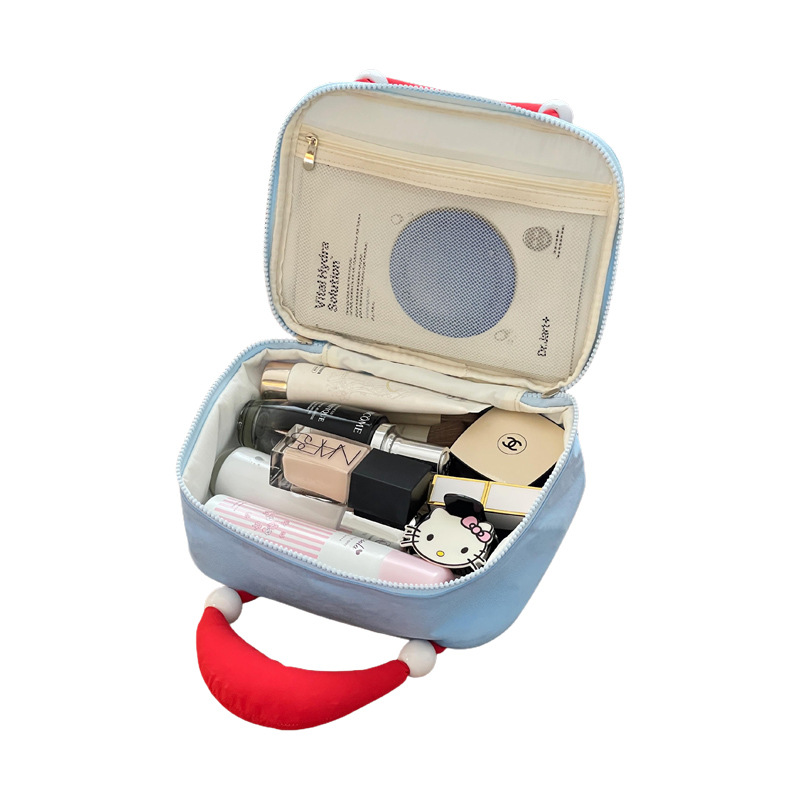 2025 nuevo lindo bolso de maquillaje portátil de manzana portátil de gran capacidad para mujeres bolso de lavado bolso de almacenamiento de productos de cuidado de la piel de viaje