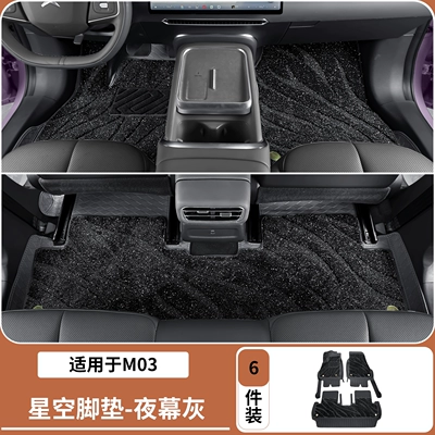 Ayaqaltılar (Kovriklər) full-coverage floor mats, double-layer silk - 26-models-of-xpeng-m03-full-cover-double-layer-starry-sky-carpet-floor-mats-night-gray-made-of-baby-safe-material-with-zero-odor