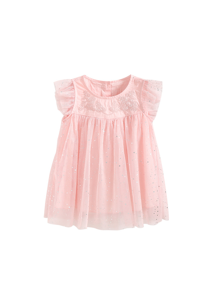 Malwee transfronterizo vestido de princesa de niñas verano nuevo estilo europeo y americano niño de cuello redondo ropa de abrigo encantadora vestido casual