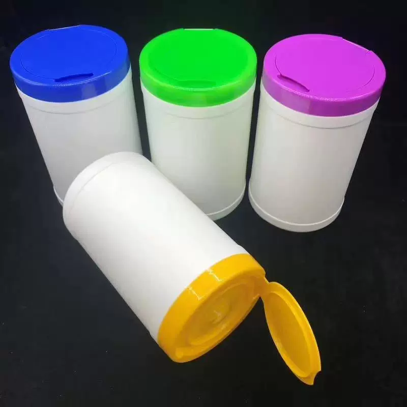 厂家批发密封小口家用清洁酒精消毒湿巾桶翻盖卫生塑料圆形湿巾桶