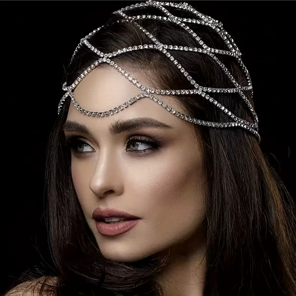 European and American Hot Shiny Bride Wedding Rhinestone Multi-layer Mesh Hat Hair Accessories Exaggerated Catwalk Full Drill