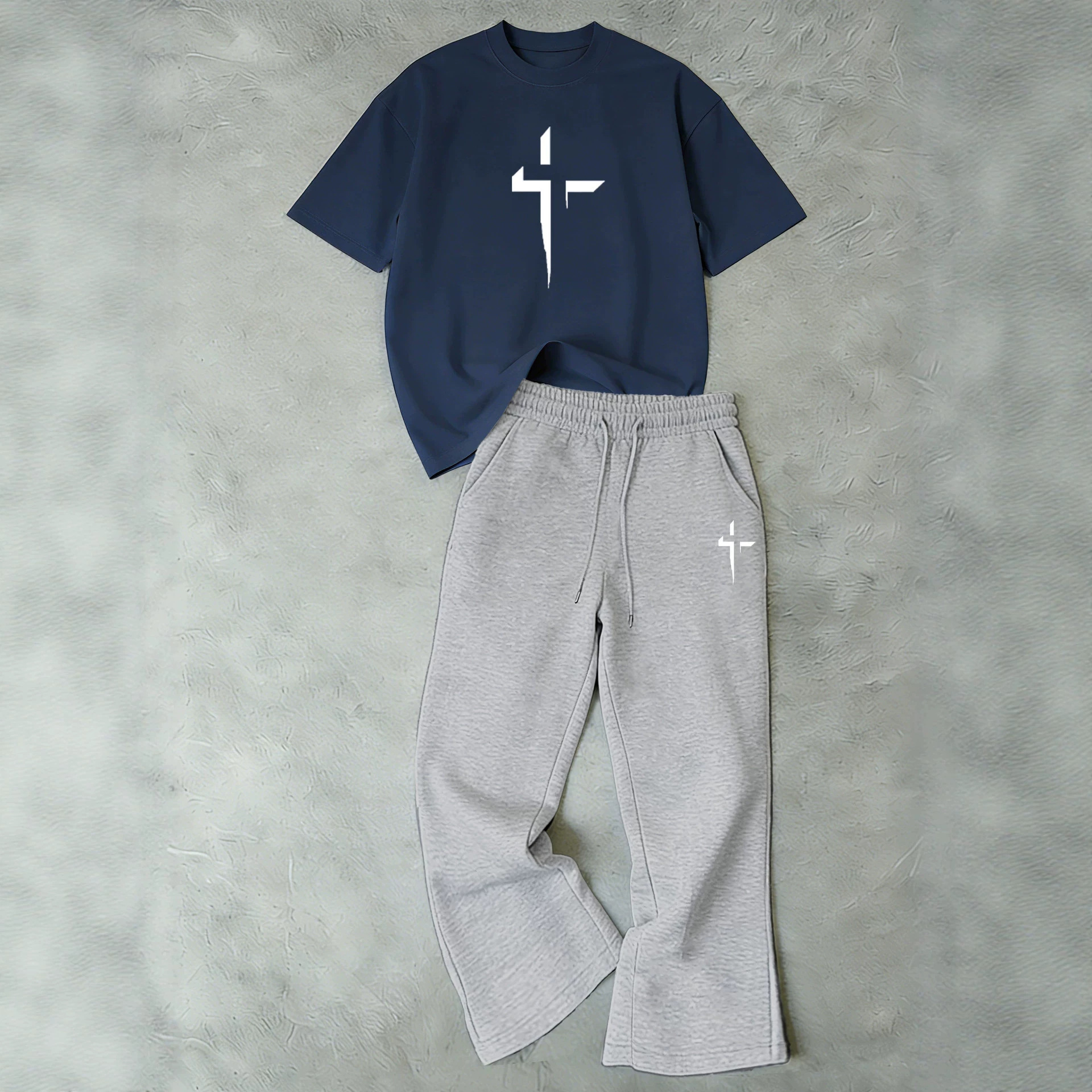 2026 New Unisex Simple Casual Sports Suit: Versatile Crew Neck T Shirt + Sweatpants Two Piece Set For Everyday Wear_viptrois.com