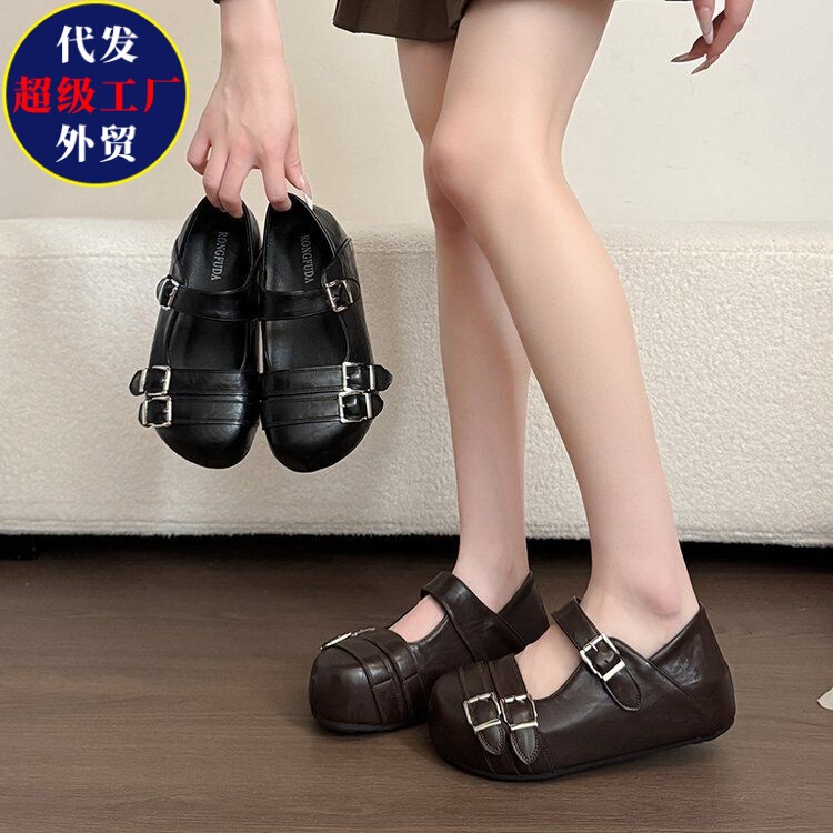 Black buckle Mary Jane shoes for women, 2026 autumn new collection, versatile casual flats, comfortable small leather shoes Black buckle Mary Jane shoes for women, 2026 autumn new collection, versatile casual flats, comfortable small leather shoes