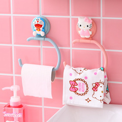 Cartoon cute bathroom towel rack without punching single pole bathroom paper towel rack wall-mounted kitchen rag rack hook