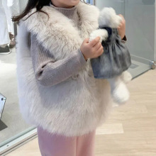 2023新款仿狐狸毛儿童皮草马甲冬季加厚外穿坎肩洋气背心宝宝外套