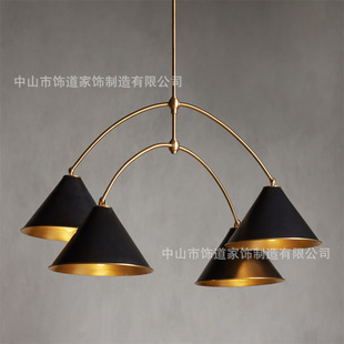 Customized American Country Brass Shade Chandelier Modern Minimalist Dining Table Bookstore Personalized Creative Designer Lamps