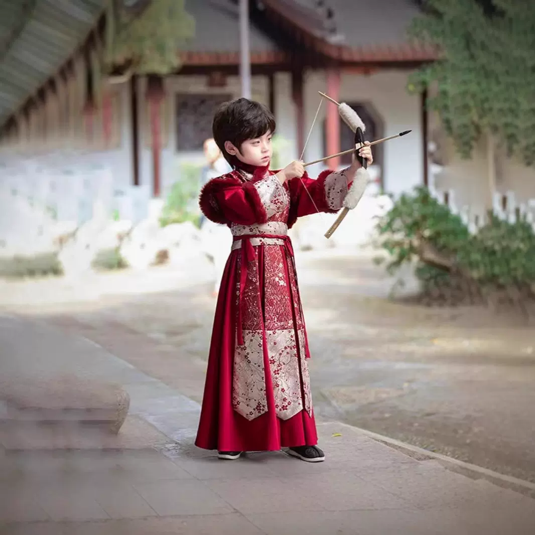 儿童汉服男童2025新款中国风儿童唐装新中式秋冬加绒男童汉服批发