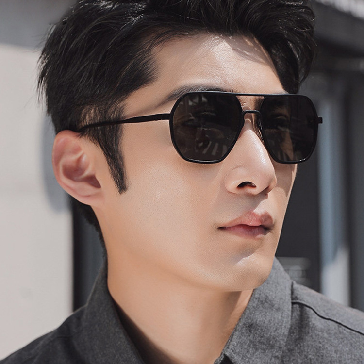 Men'S Gender Fashion Style Grey, Gold, Black Color Fashion Color Block PC UV400 Protection Polygon Full Frame Men's Sunglasses