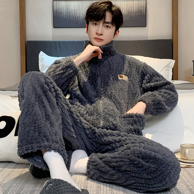 Pijama de hombre otoño 2024 nuevo hombre otoño invierno de alta sensación de coral felpa hombre felpa gruesa ropa para el hogar