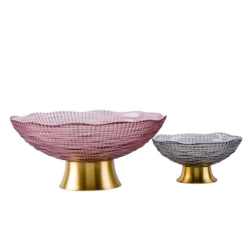 Japanese and Korean modern Internet celebrity crystal glass fruit plate candy fruit plate set creative living room coffee table decoration ornaments