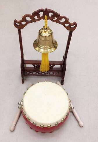Bells And Drums Ringing Ornament Gong Drum Chinese Drum Hall Drum Bronze Bell Bronze Clock Living Room Office Hotel Decoration Craft
