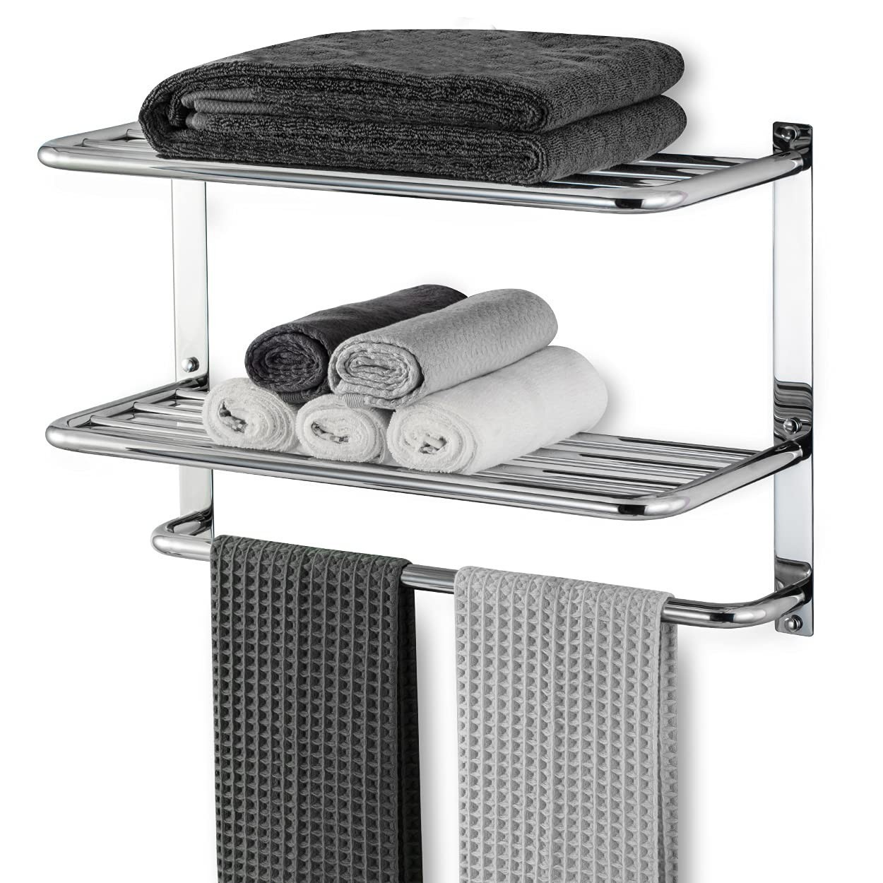 Toalla de baño rack SUS 304 de acero inoxidable Toalla de baño rack montado en la pared toalla rack brillante Negro 3-capa