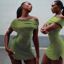 42135亚马逊新爆款2025夏季新品修身个性辣妹一字肩欧美连衣裙女